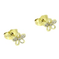 86825 Kolczyki stal chirurgiczna 316L pozłacane 14k kwiatki z cyrkoniami