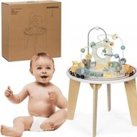 Drewniany okrągły stolik edukacyjny MAMABRUM MAM157 z kolejką magnetyczną