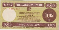 Bon Towarowy Pewex 5Centów .1979 r