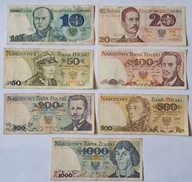 Zestaw Banknotów PRL od 10 zł do 1000 zł 1982 - 1988 - 7 szt /1