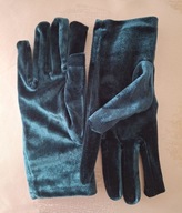 RĘKAWICZKI BUTELKOWA ZIELEŃ AKSAMITNE zima vintage RETRO ALA WELUR WELUROWE