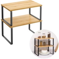 PÓŁKA KUCHENNA NA BLAT BAMBUSOWA REGAŁ NA PRZYPRAWY STOJAK DO SZAFKI 2 SZT