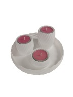 Zestaw Taca 3x Świeczniki na tealight napodgrzewacz dekoracja Biały