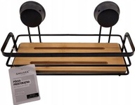 PÓŁKA ŚCIENNA ŁAZIENKOWA BAMBUSOWA SMKUKEE NA PRZYSSAWKI DO ŁAZIENKI