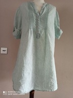 TU długa lniana koszula rękaw podpinany mereżka 42