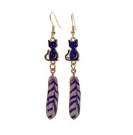 Kolczyki z gwiezdnym kotem i piórem