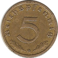 Niemcy 5 Reichspfennig 1938 G mennica Karlsruhe III Rzesza