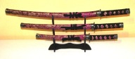 OZDOBNE MIECZE SAMURAJSKIE KATANA 3 SZT. + STOJAK