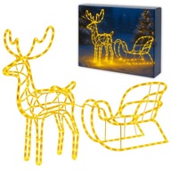 Duży Renifer LED z Saniami 120 cm XXL | Oświetlenie Świąteczne | Ciepły Bia