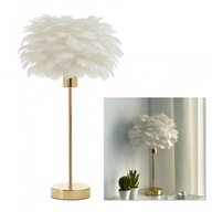 Lampa stołowa pióra białe LED USB regulacja jasności 3 barwy światła złota