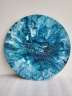 Niebieska głębia, abstrakcja, farby akrylowe, aukcja charytatywna