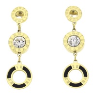 59831 Kolczyki złota stal chirurgiczna motyw zegara cyrkonie