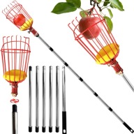 Zbieracz Owoców Teleskopowy srebrny 2.4m stal nierdzewna kosz