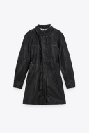 Z A R A skórzana sukienka mini skóra czarna szmizjerka gorsetowa imitacja