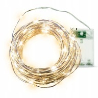 LAMPKI DRUCIKI 100 LED NA BATERIE BIAŁE CIEPŁE 10m ŚWIATEŁKA na CHOINKĘ