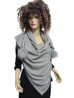 MALA ALISHA wełniana wełna kaszmir chusta z futrem jenota