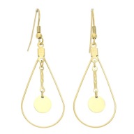 57858 Kolczyki złota stal chirurgiczna łezki z blaszkami