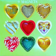 MAGNESY SZKLANE OZDOBNE SERCA SERDUSZKA 9 SZT.