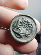 Piękny przedwojenny guzik XIX / XX w. Ornament florystyczny Kwiat