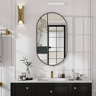 Koonmi Owalne lustro ścienne Czarne 43x76cm Hartowane szkło