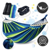 HAMAK OGRODOWY Z DRĄZKIEM NIEBIESKI DWUOSOBOWY MOCNY 200KG XXL BRAZYLIJSKI