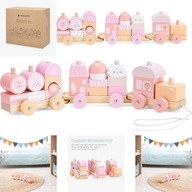 NAVARIS Drewniany Pociąg Lokomotywa Z Klockami - ROZWÓJ PASJI I HOBBY