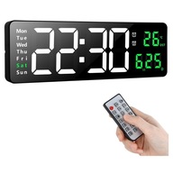 Zegar Ścienny LED z Pilotem, Budzik, Termometr, Stoper