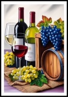 A2 PLAKAT DO KUCHNI JADALNI RESTAURACJI WINO BUTELKA WINOGRONA WINIARNIA