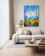 Duży obraz akrylowy nowoczesny pejzaż abstrakcja geometryczna 70x100cm