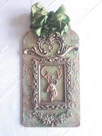 Ozdobna zawieszka, tag z głową jelenia