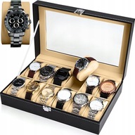PUDEŁKO ETUI SZKATUŁKA ORGANIZER BOX NA ZEGARKI 12 PRZEGRÓDEK NA BIŻUTERIĘ