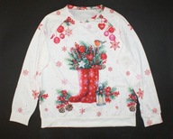 Piękna BLUZA_biała kolorowy świąteczny wzór niesamowita ŚWIĘTA JAK NOWA_44