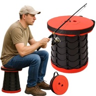 STOŁEK TURYSTYCZNY SKŁADANY WĘDKARSKI LEKKI CZERWONY WYSOKI 45 CM +gratis