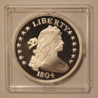 USA - 1 $ DOLAR 1804 USA - DEXTER - OFICJALNA REPLIKA , SREBRO 999, 20 GRAM