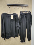 Komplet dresowy Plus Size, czarny, bawełna Italy !!!