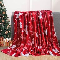 CZERWONY ŚWIĄTECZNY PRZYTULNY MIĘKKI KOC 150X200 NARZUTA WIGILIA OZDOBNY