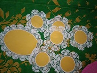 Serwetki lniane z haftem szydelkowym 6sztuk +1