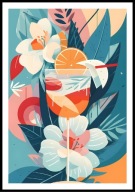 A2 PLAKAT DO KUCHNI JADALNI RESTAURACJI KIELISZEK DRINK KWIATY POMARAŃCZA