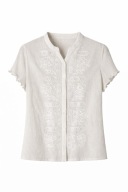 Precis Petite jedwabna bluzka haftowana boho vintage silk cotton kremowa S