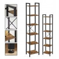 Regał na książki WĄSKI 6 półek stojący biurowy 40 x 187,5 x 30 vintage LOFT