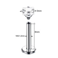 Labret srebrny z białą cyrkonią kwadrat helix lobe - 1,2/8/3