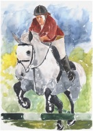 = Obraz =scena rodzajowa=akwarela=KONIE=