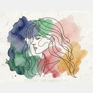 Kobieta abstrakcja minimalizm jedna linia plamy akwarela obraz płótno 58x85