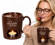 KUBEK DO FOUNDE CZEKOLADOWEGO brązowy ceramiczny ZESTAW DO CZEKOLADY 170ml