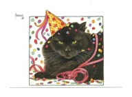 Pocztówka - Kot karnawałowy i konfetti / Francien