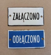 Para tabliczka szyld Odłączono - załączono, oryginał PRL emalia (1)