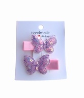 Mini spineczki do włosów dla niemowląt dziewczynek motylki handmade 2 szt.