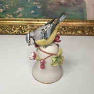 Porcelanowy dzwonek kolekcjonerski z figurką sikorki – Franklin Mint