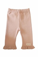 Helen – Różowe legginsy 3/4 getry z falbanką dla dziewczynki – Rozmiar 80