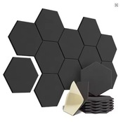 12x Panele Akustyczne Hex – Samoprzylepne Piankowe Sześciokąty Czarne